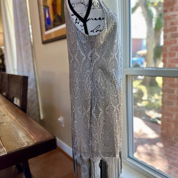 Fully lined Lace & Fringe Dress - Silver - Excellent Condition!! - Picture 5 of 14